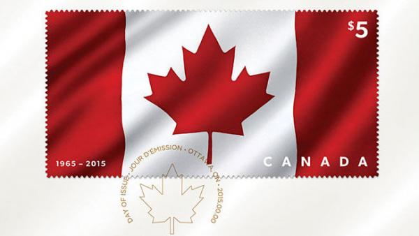 加拿大邮电局发行人造丝制作的国旗邮票 庆祝国庆节