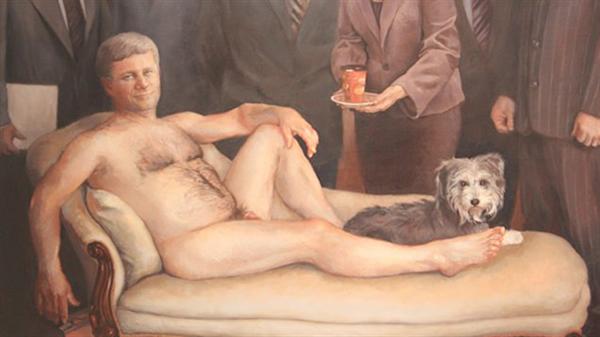 加拿大前总理哈珀的裸体画在Kijiji网站求售
