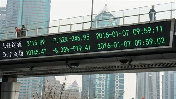 中国股市四天内再次暴跌触发熔断机制