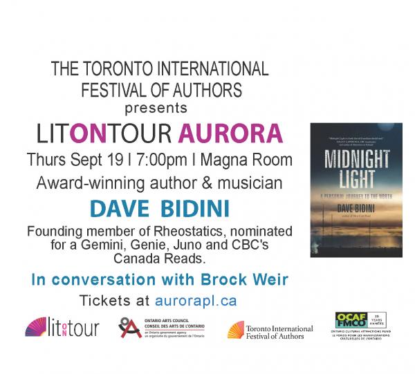 奥罗拉公共图书馆今晚举行多伦多国际作家节活动 作家、音乐家Dave Bidini 将分享关于加拿大西北地区人文的新书